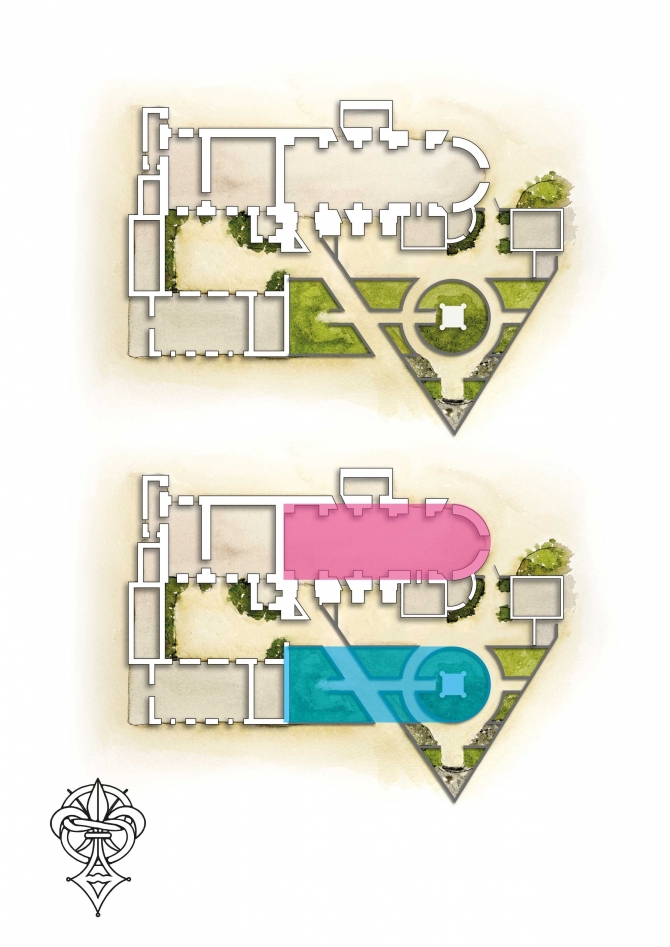 LE JARDIN EXTÉRIEUR ET L'ÉGLISE EXTÉRIEURE - Prieuré de Sion